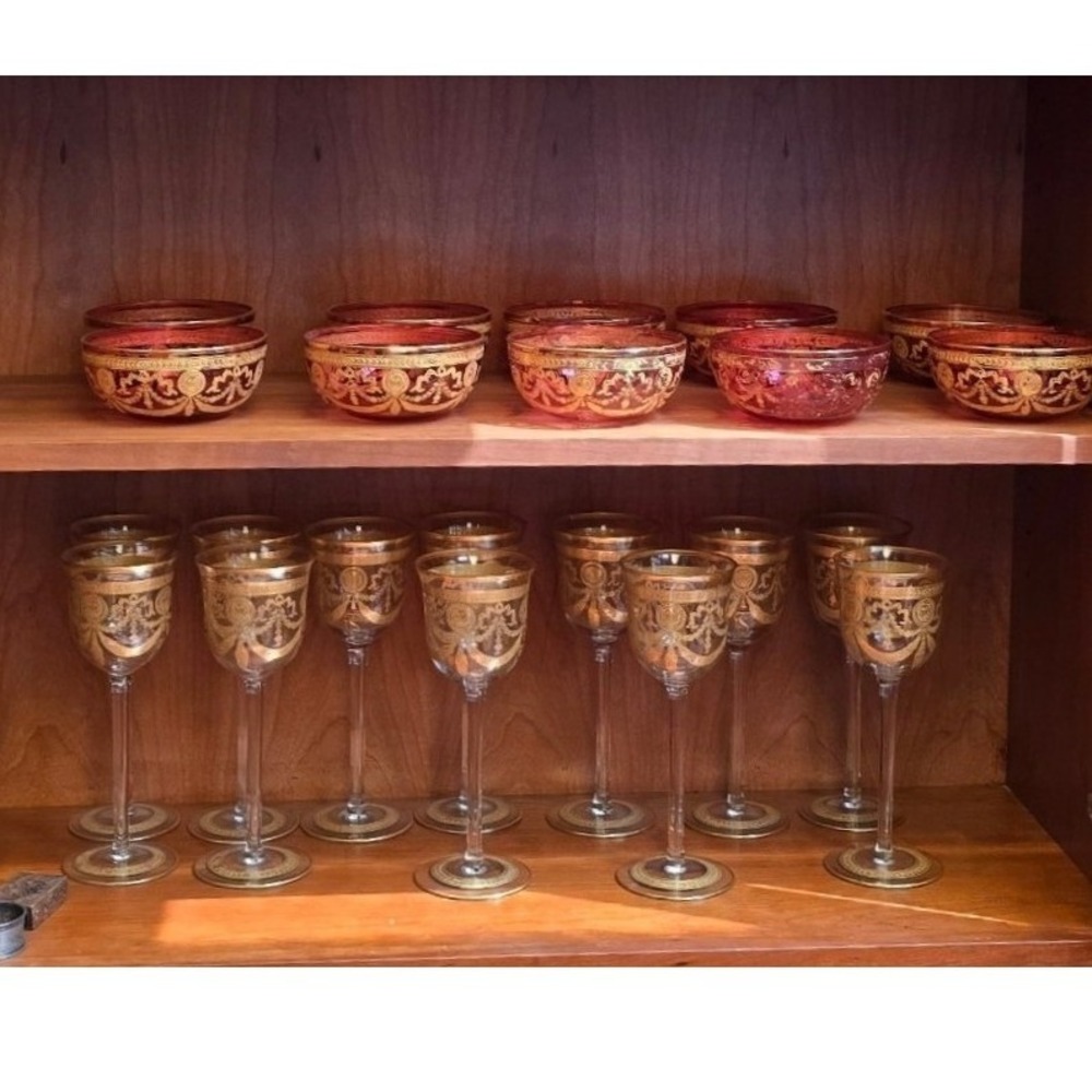 Tiffin Franciscan Rambler Rose Gold Encrusted goblets only 12 piece